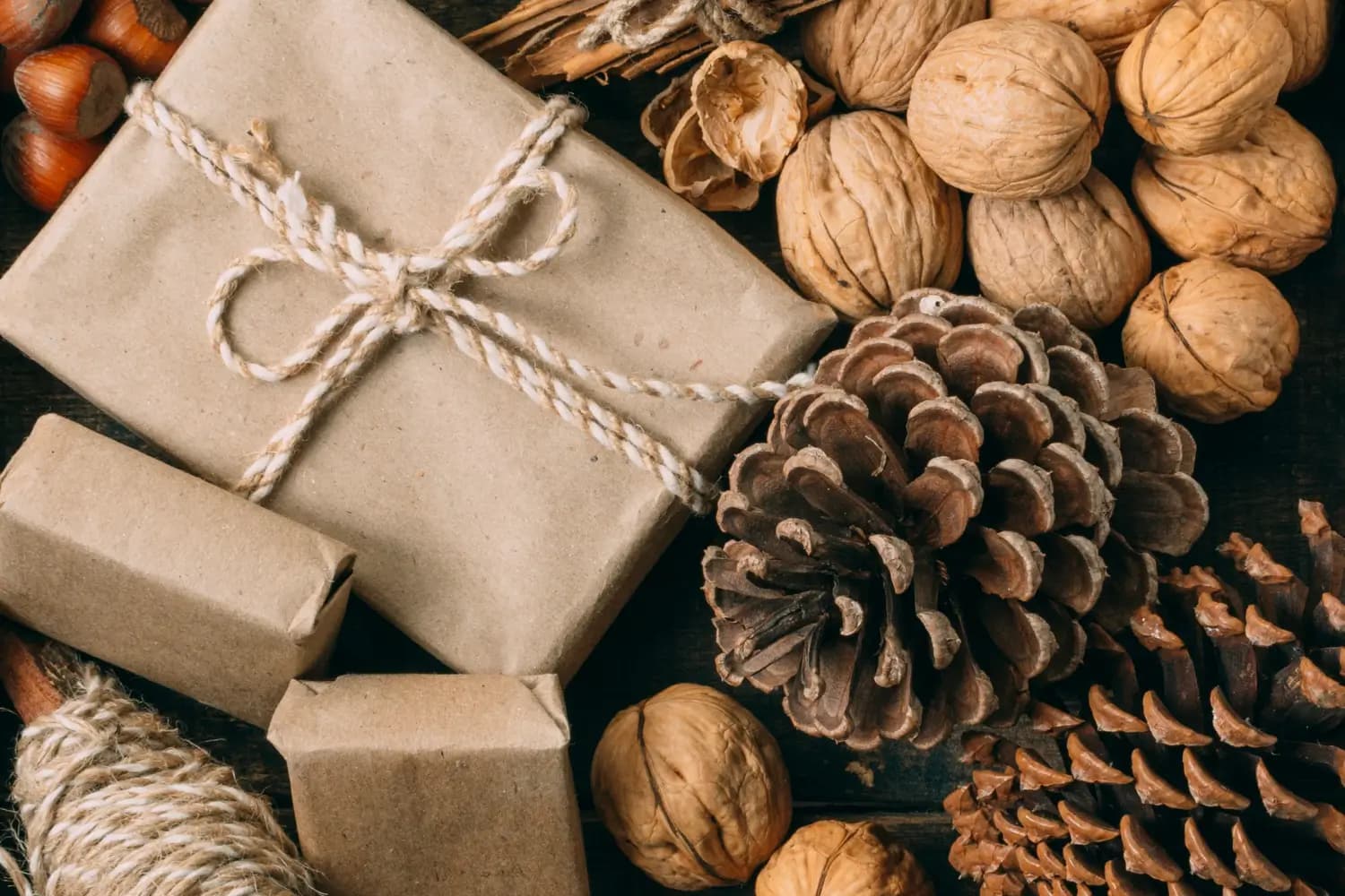 Gift Package and Pinecones