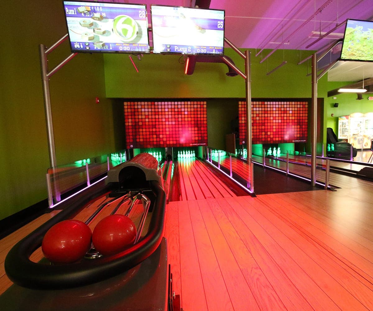 view of empty mini bowling lanes