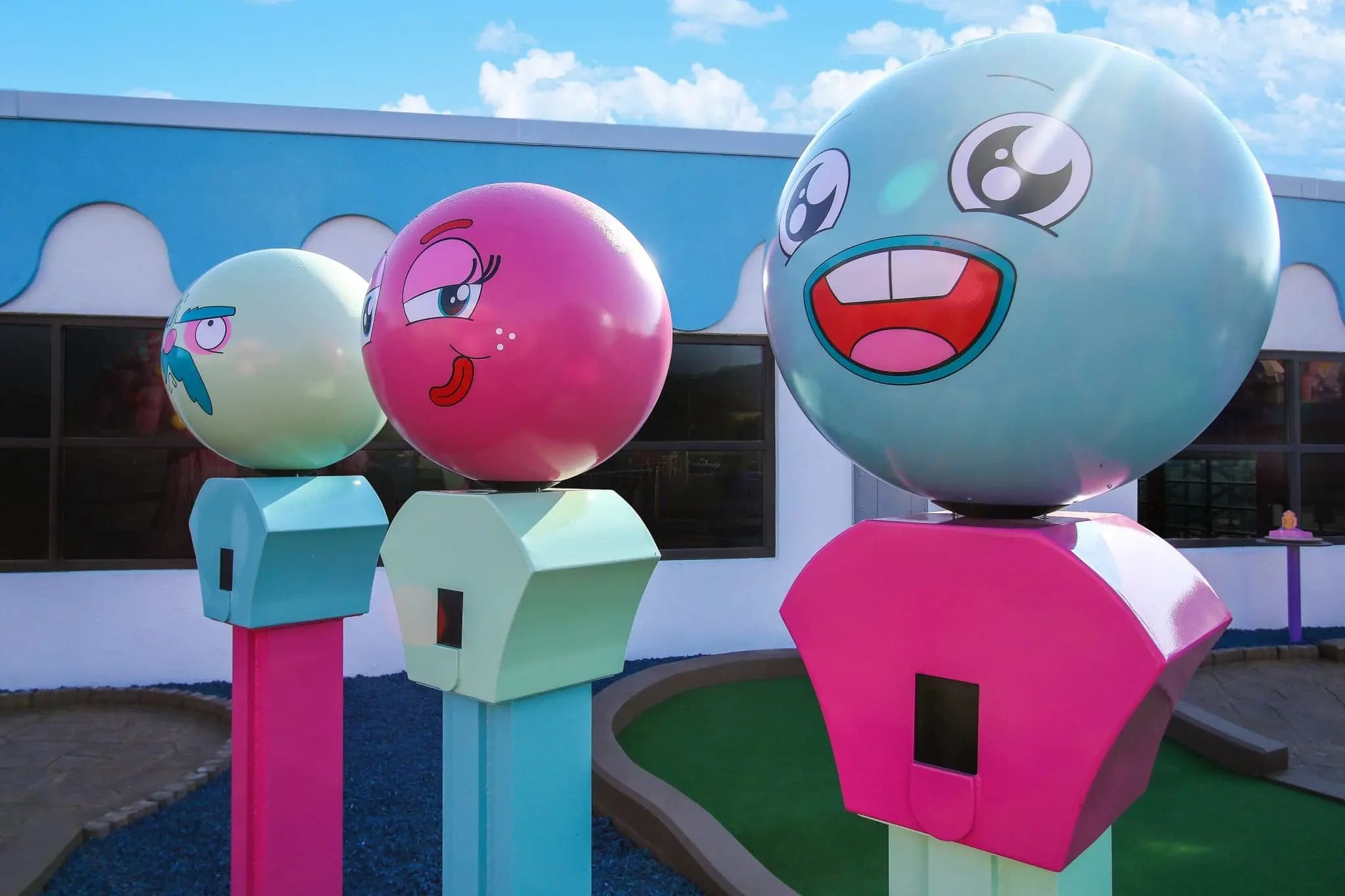 Crave Rooftop Mini Golf Course - Talking Pez heads