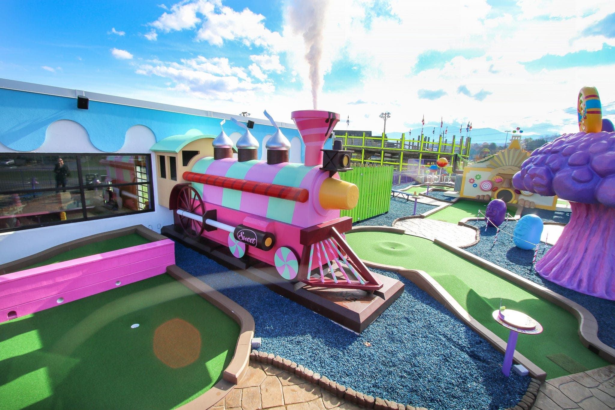 Mini-Golf course with train