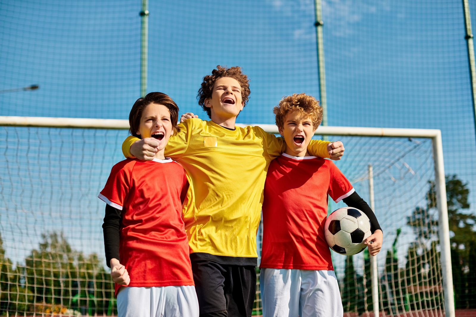 kids in front of soccer goal
